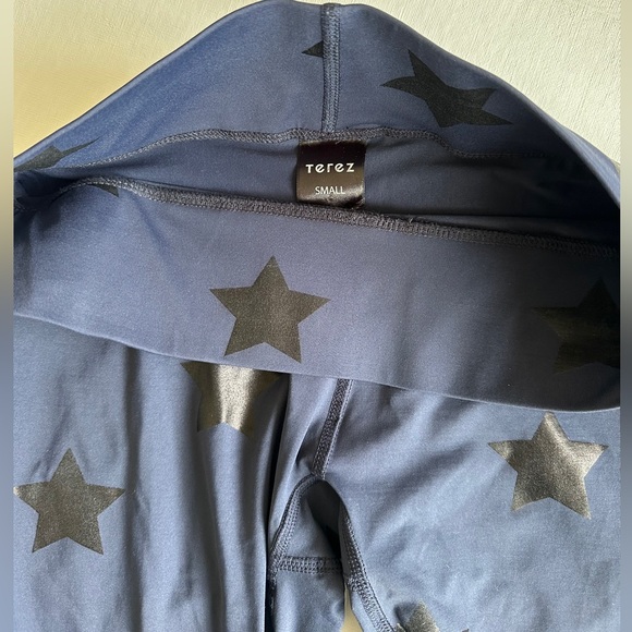 Terez Navy Blue Leggings w/ Black Stars Size Small - Picture 6 of 6